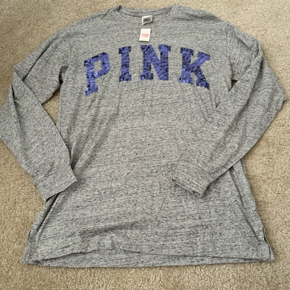 Victoria’s Secret PINK bling long sleeve tee nwt 
oversized size xs fits like m